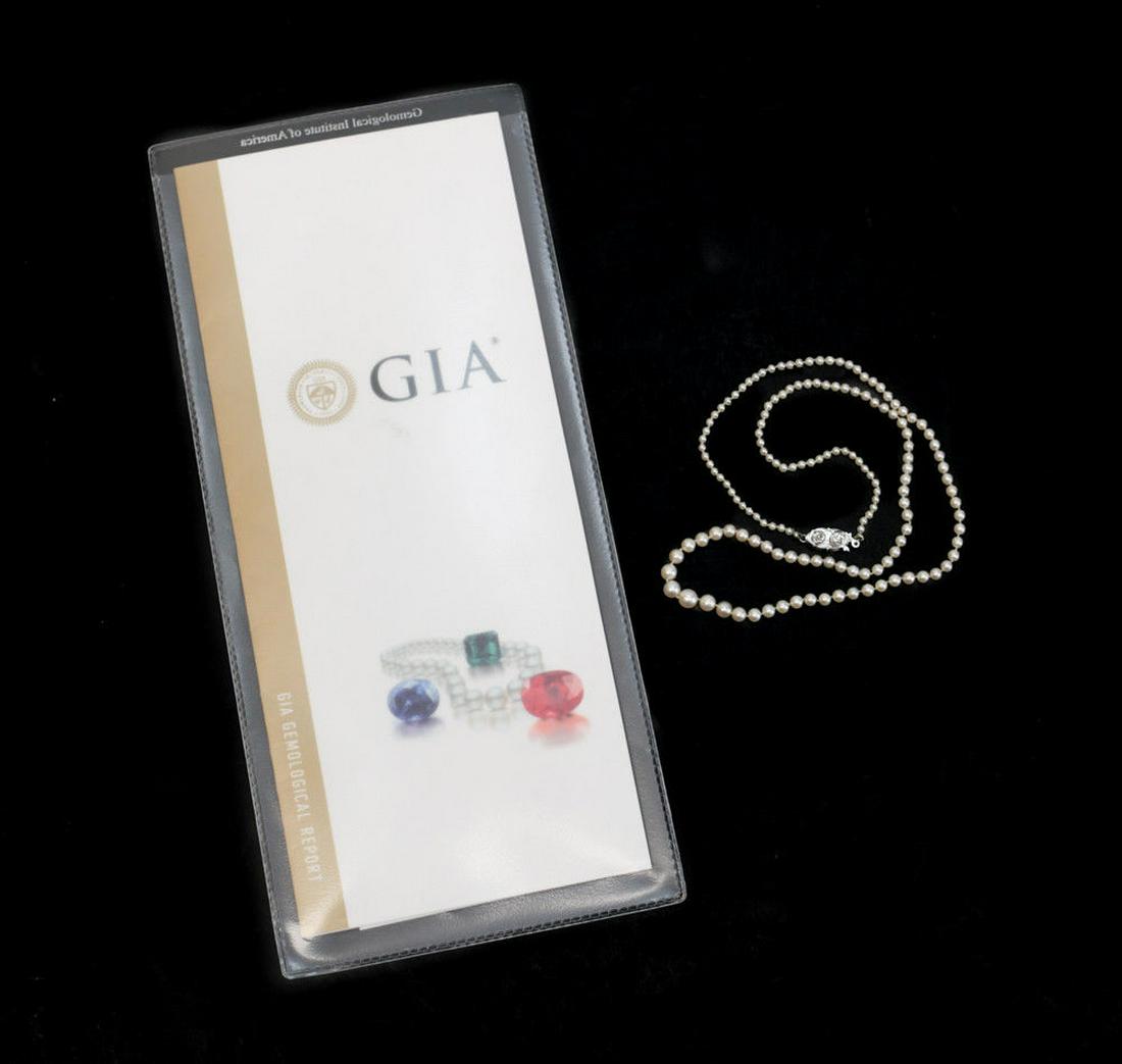 147 Natural Salt Water & 14k Gold Diamond Necklace GIA (1 of 7)