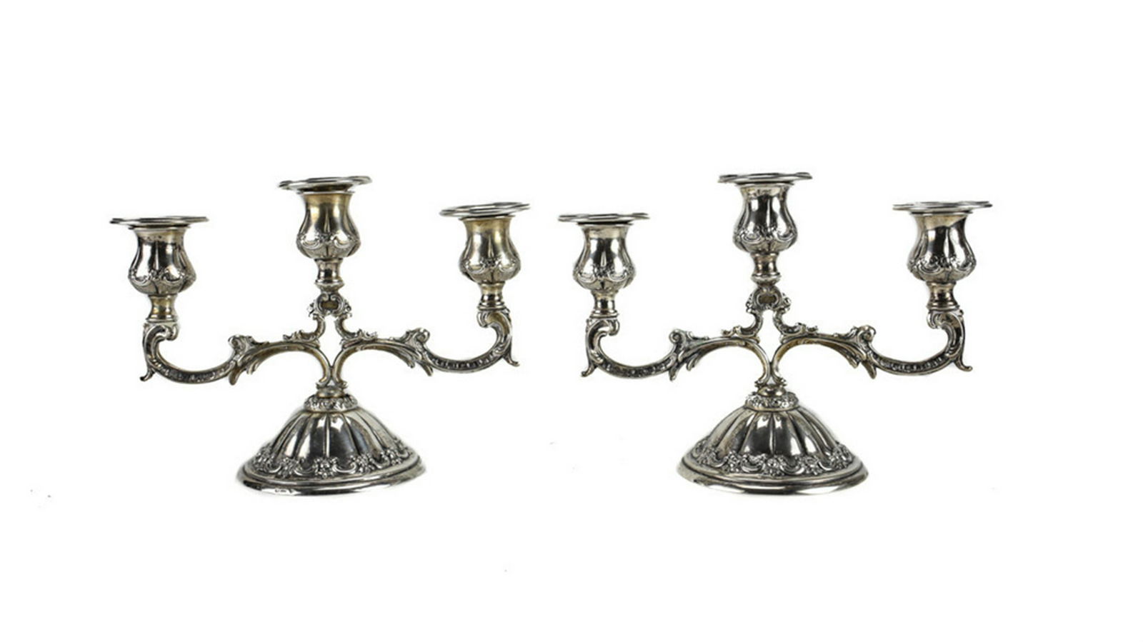 Pair Continental 800 Silver 3-Light Candelabras (1 of 5)