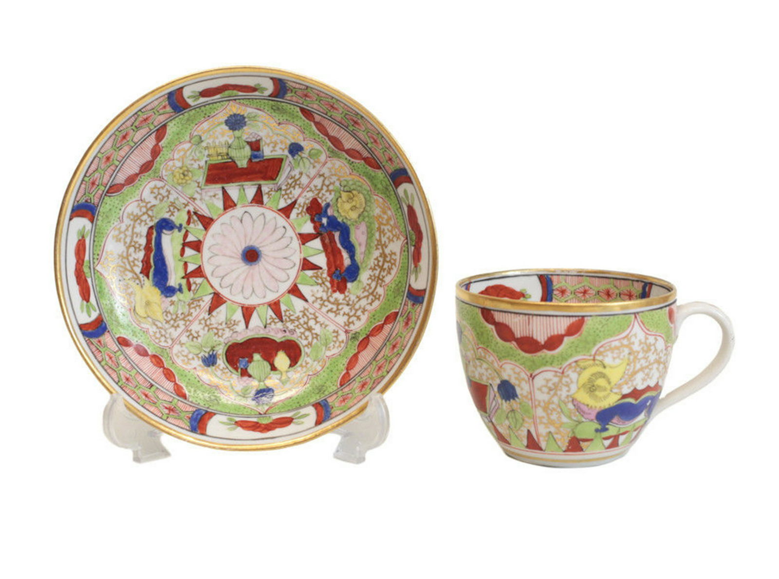 Worcester Porcelain Cup & Saucer Dragon in Compartment (1 of 3)