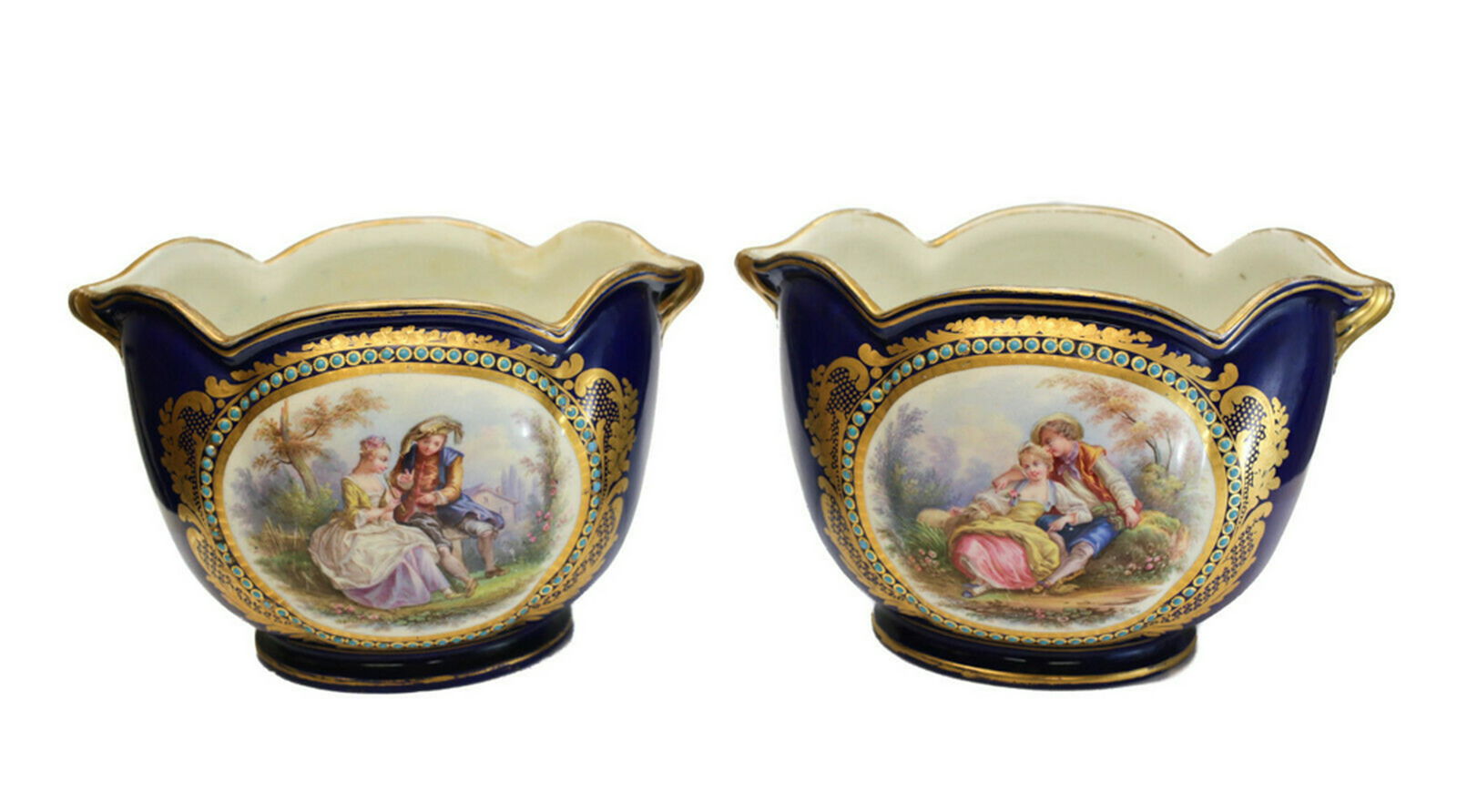 Sevres Porcelain Cache Pots, 19th C. (1 of 4)