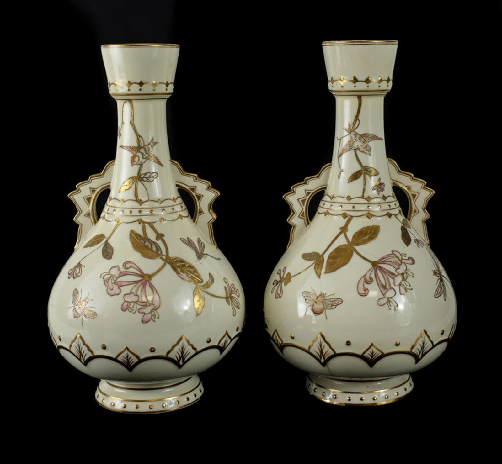 Moore Bros Porcelain Gilt Double Handled Vases (1 of 4)