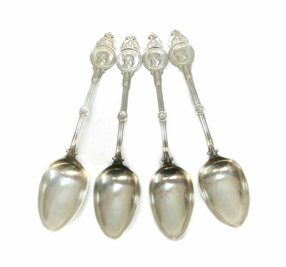 4 Sterling Silver Tablespoons in Medallion, c.1870 (1 of 5)