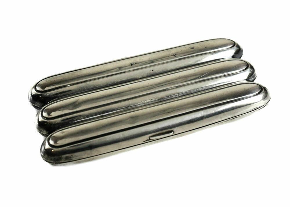 Webster Sterling Silver 3 Cigar Case Glass Tube Holders (1 of 5)