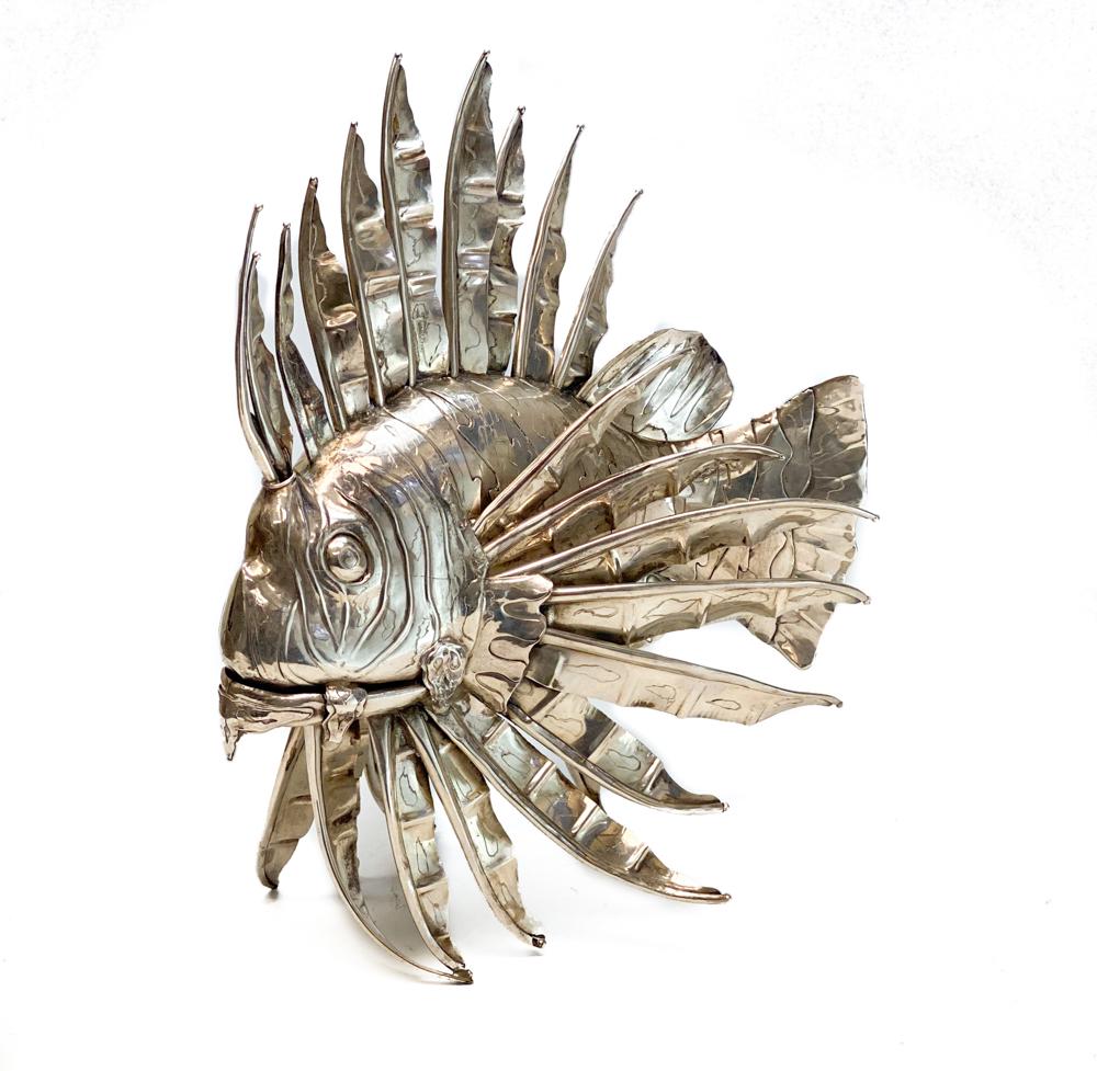 Large Lisi Brothers Sterling Silver Lion Fish Figure (1 of 6)