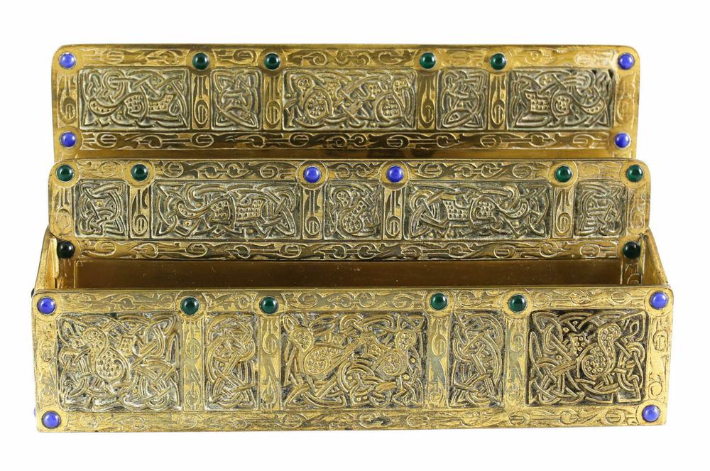 Tiffany Studios Bronze & Jeweled Letter Holder (1 of 6)
