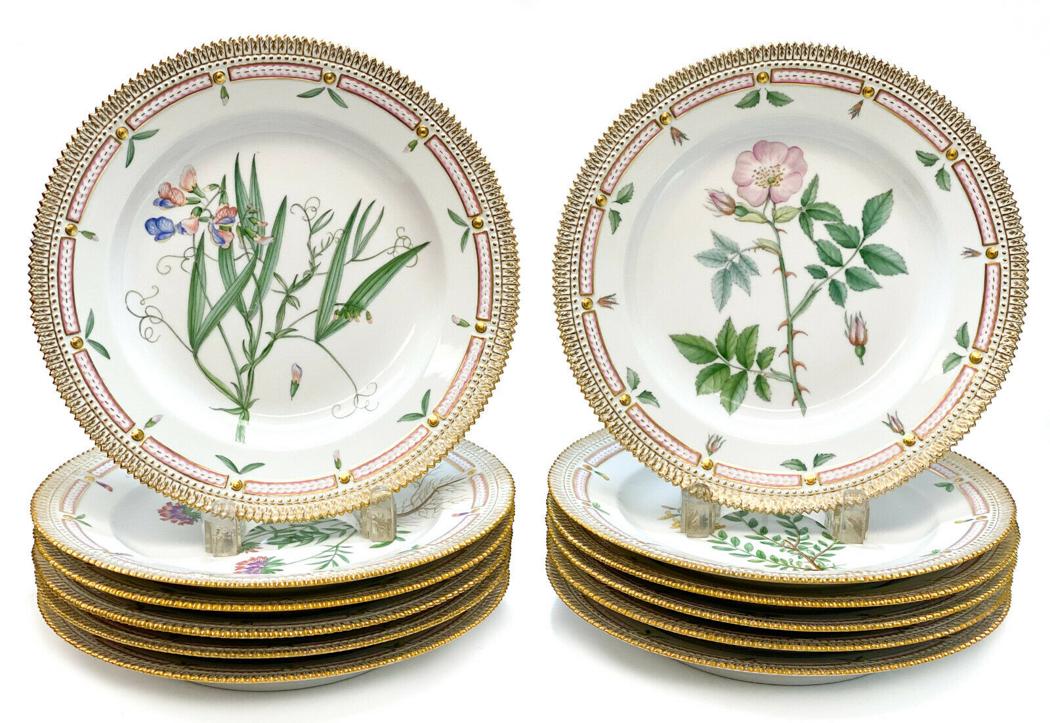 12 Royal Copenhagen Flora Danica Dinner Plates (1 of 8)