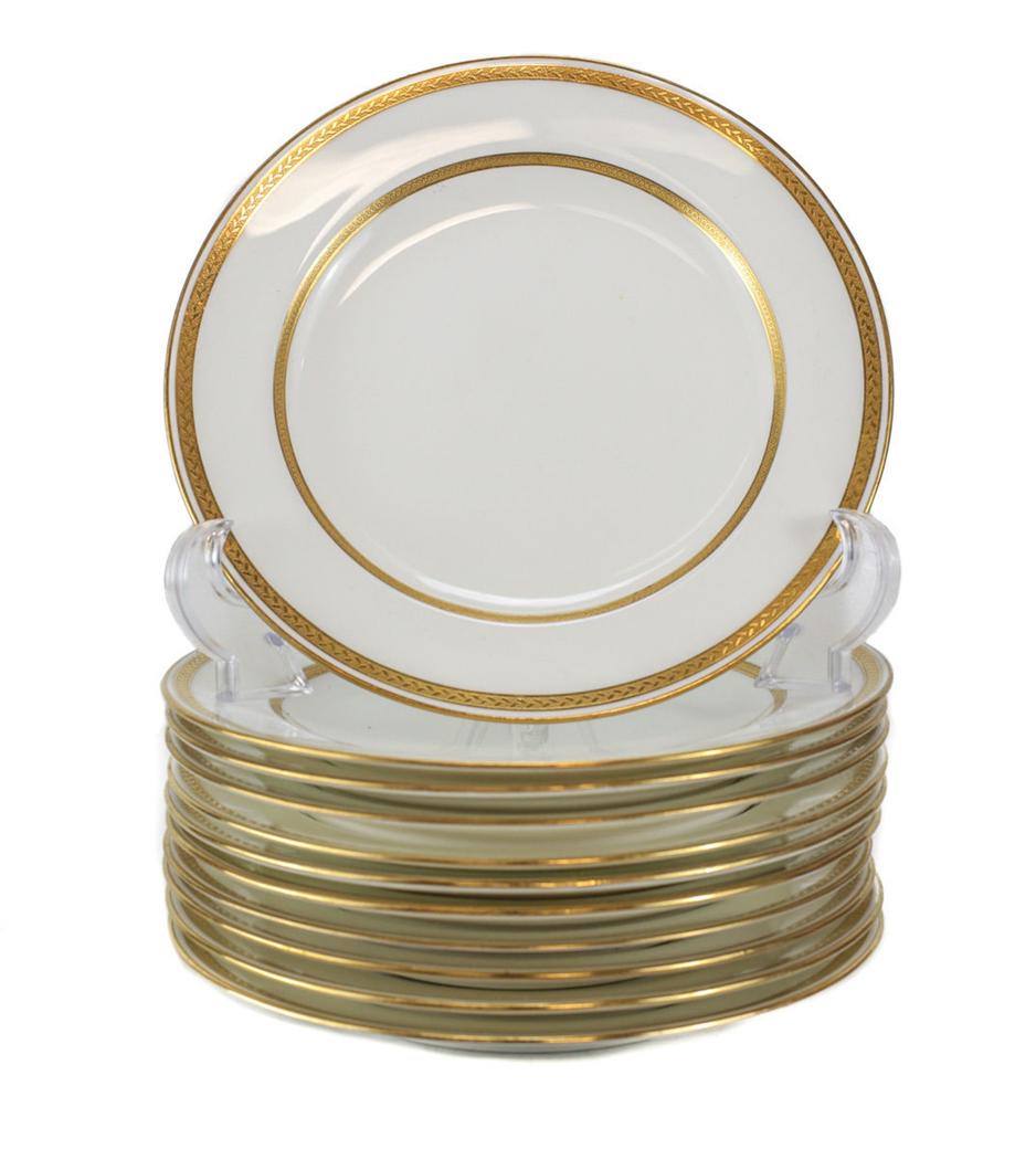 11 Minton Tiffany & Co. Salad Plates, Gold Band (1 of 3)