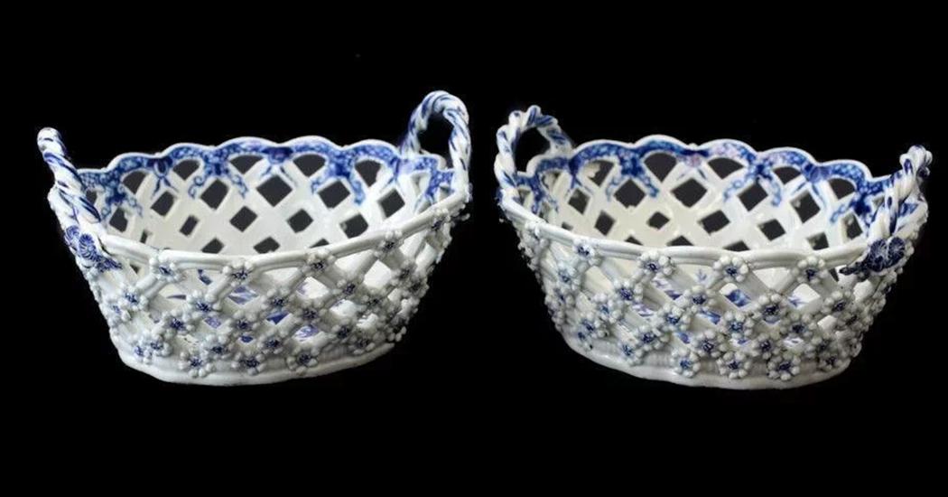 Royal Worcester Dr. Wall Reticulated Baskets, 18th C (1 of 5)