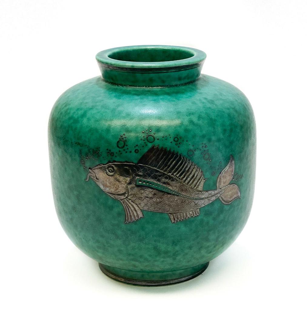 Gustavsberg Argenta Swedish Art Pottery  Overlay Vase (1 of 4)