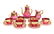 Bohemian Cranberry Red & Gilt Glass Tea Service for 6