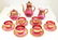 Bohemian Cranberry Red & Gilt Glass Tea Service for 6 - 2