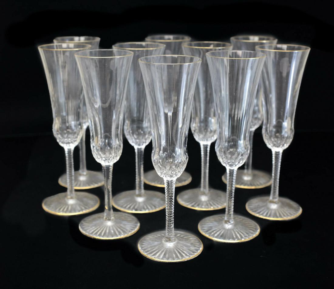 10 Saint Louis Glass Champagne Goblets in Apollo Gold (1 of 5)