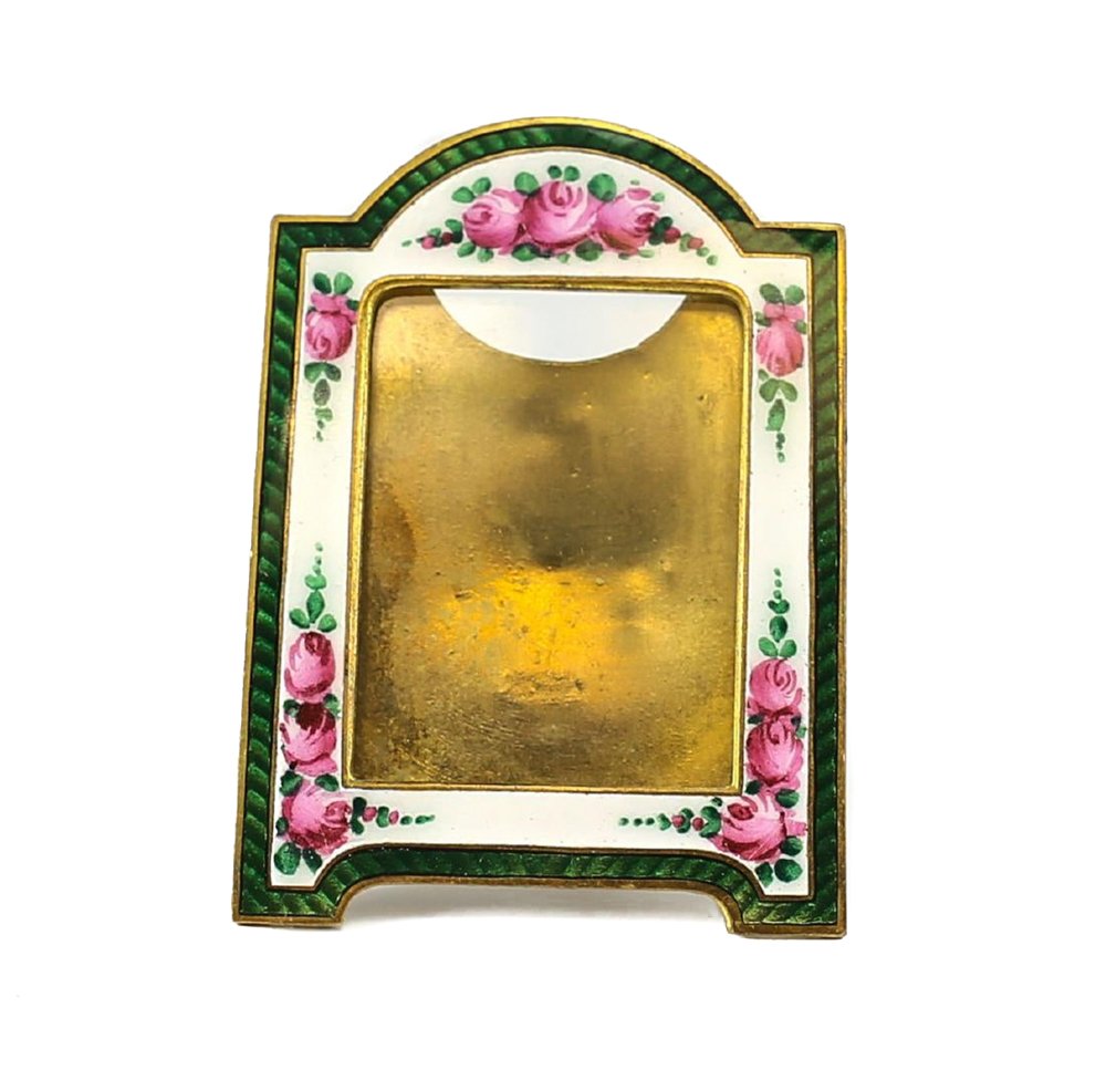 Art Deco Bronze Emerald Enamel Miniature Picture Frame (1 of 4)