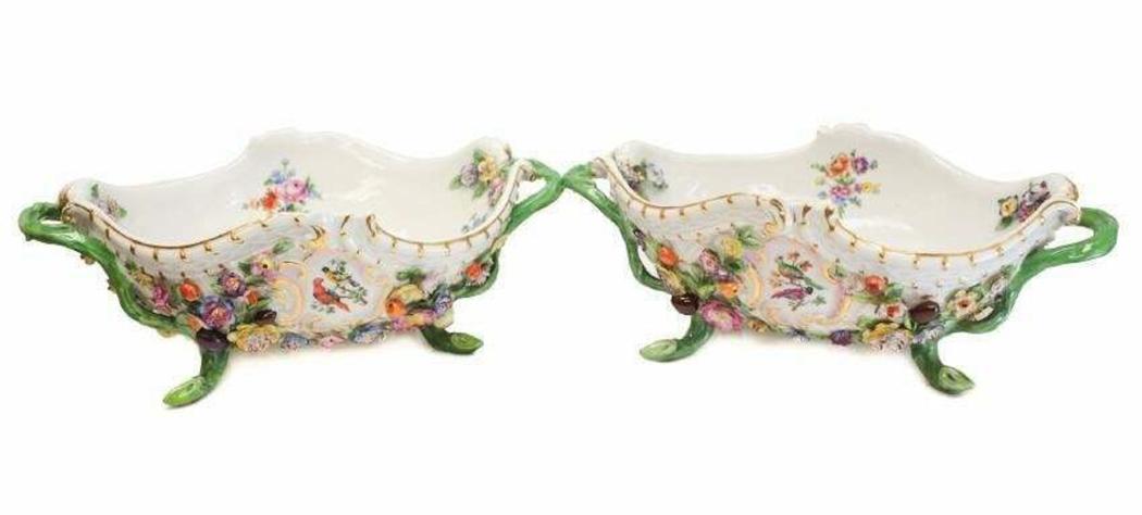 Meissen Hand Painted Porcelain Reticulated Basket Bowls (1 of 3)