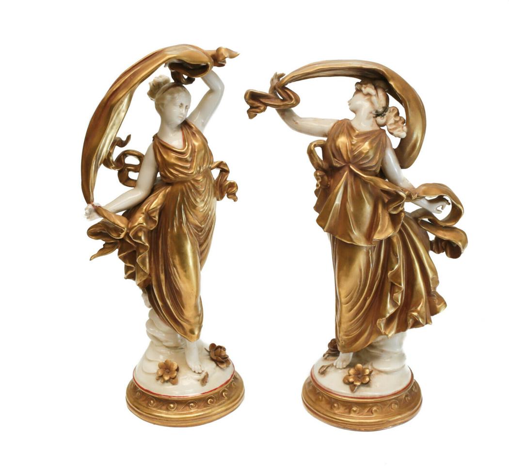 Pair Capodimonte Porcelain Gilt Dancer Figurines (1 of 6)