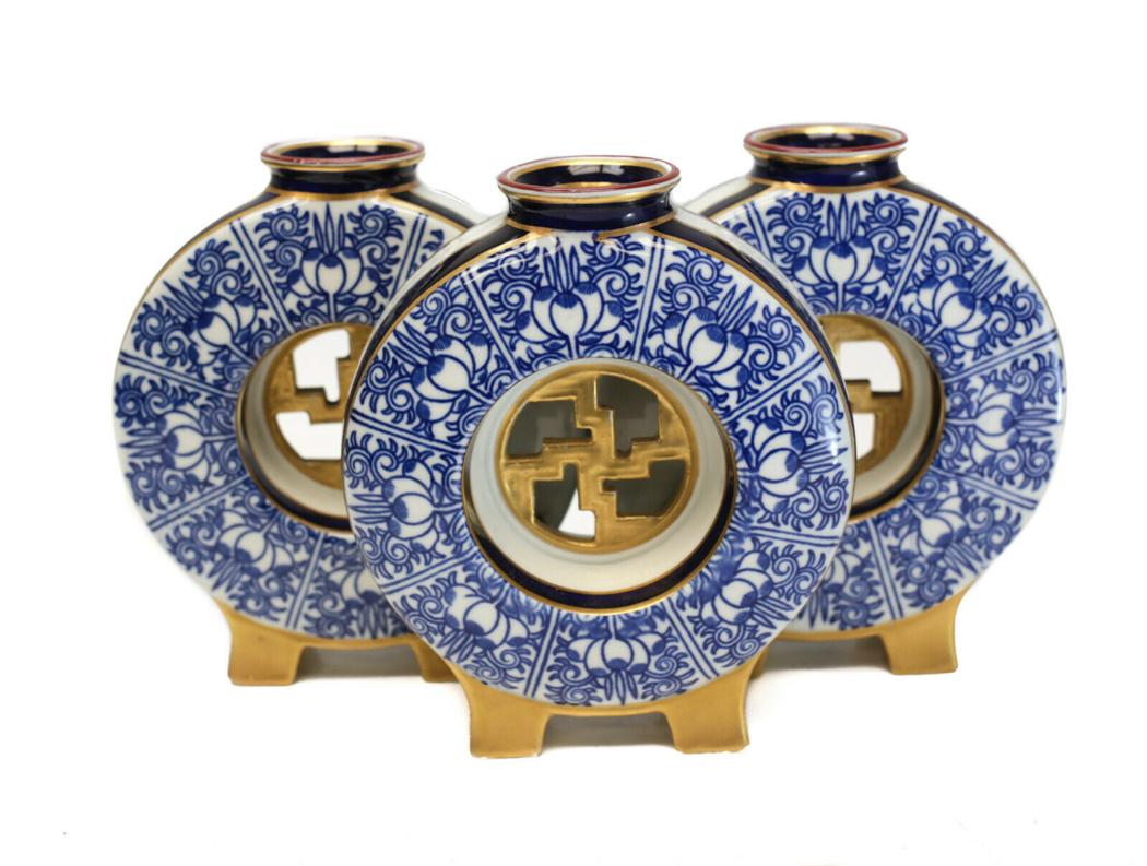 Royal Worcester Japonism Triple Moon Flask Fretwork (1 of 7)
