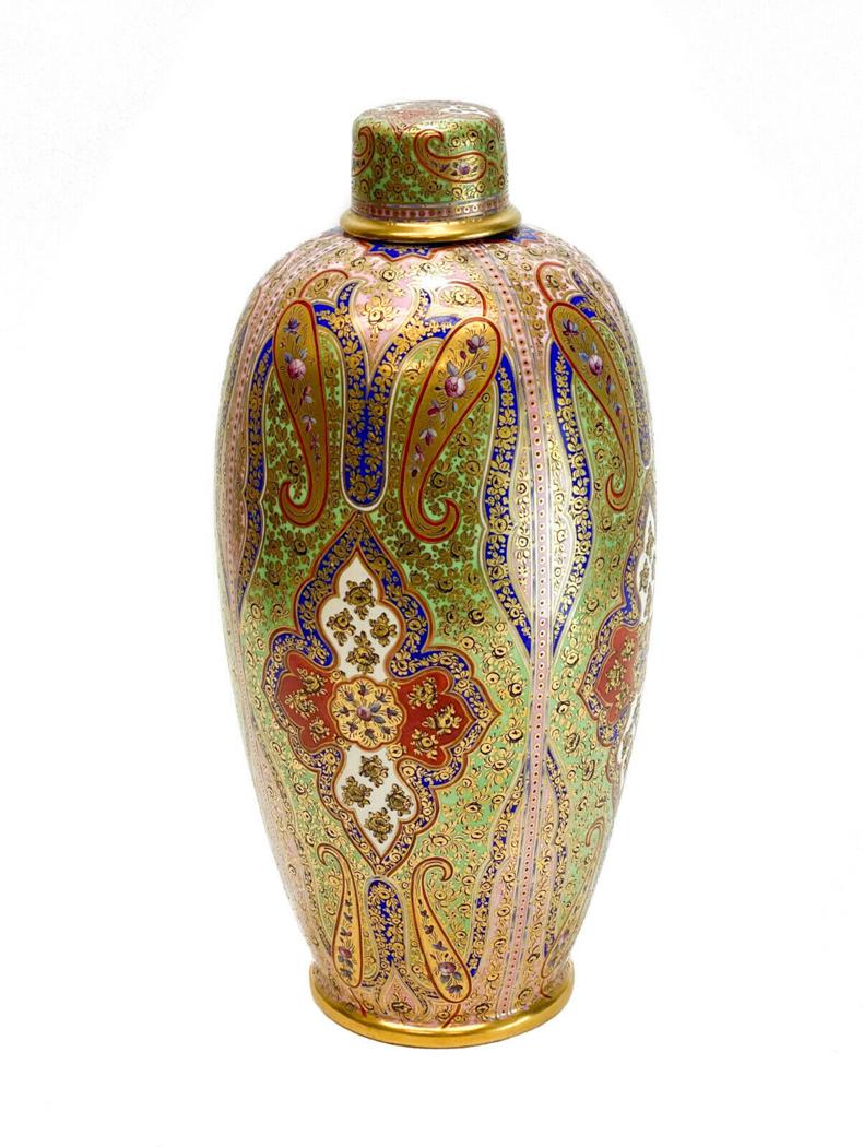 Coalport Hand Painted Covered Urn in Paisley, c1850 (1 of 5)