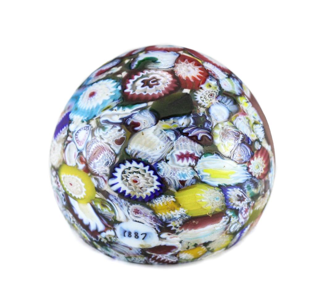 Murano Millefiore Art Glass Paperweight. Satin Finish (1 of 4)