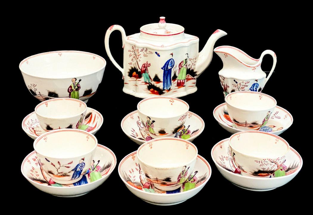 English Chinoiserie Tea Service for 6, 19th C (1 of 6)
