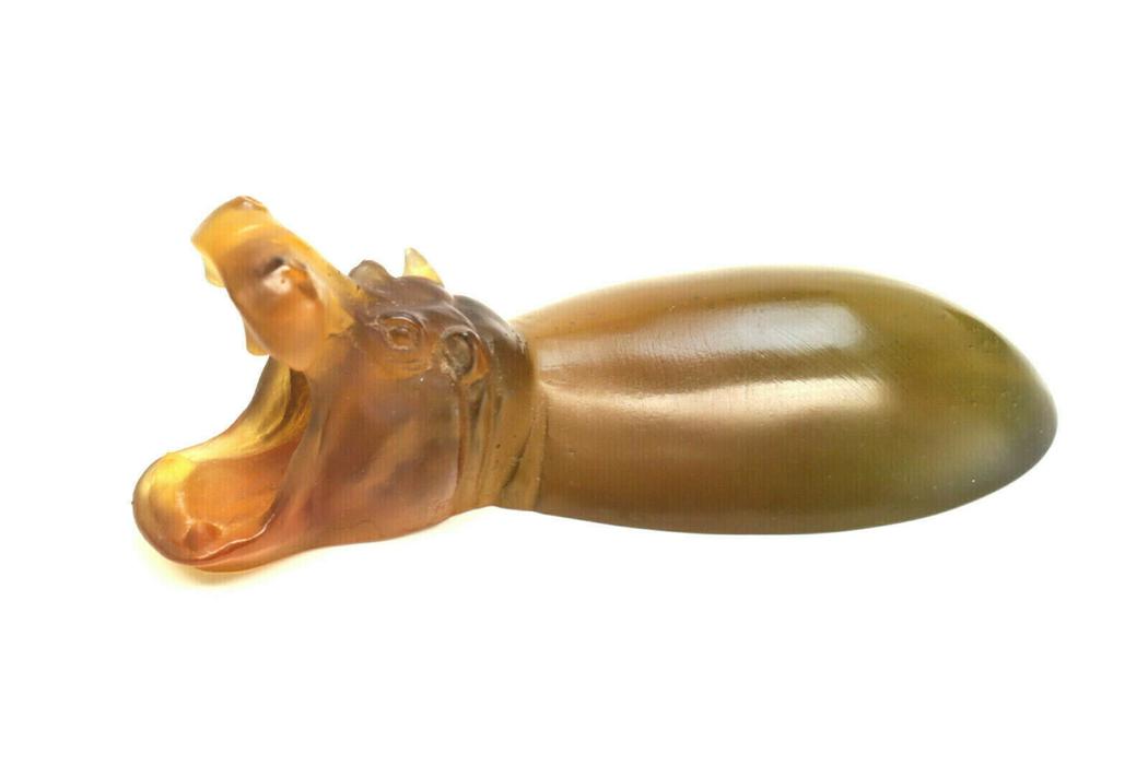 Daum Pate De Verre Glass Figurine, Submerged Hippo (1 of 7)