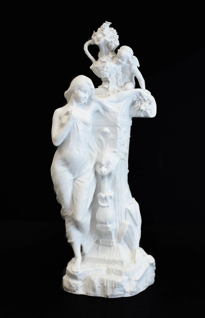 Drouot Blanc De Chine Figural Woman & Cherub Sculpture (1 of 8)