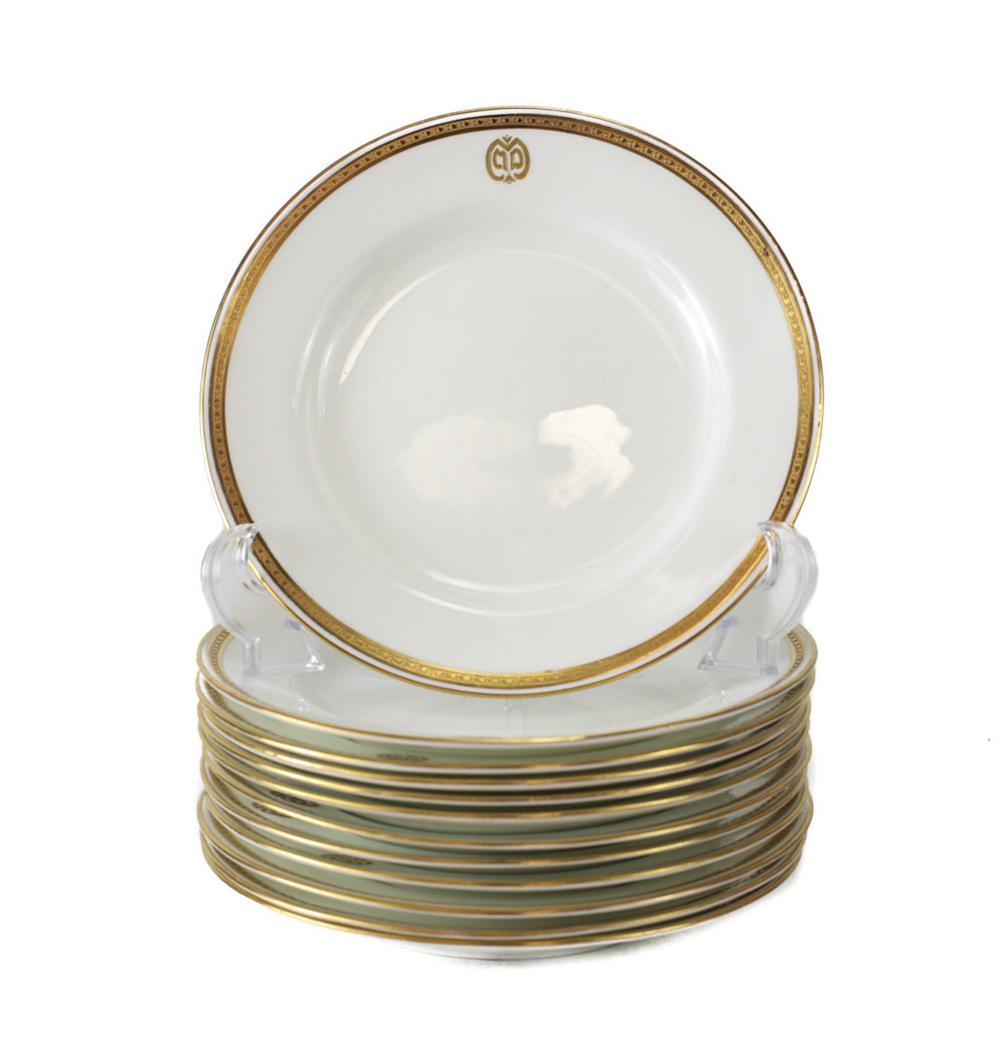 12 Adderly's Ltd Tiffany Dessert Plates, Gilt Border (1 of 3)