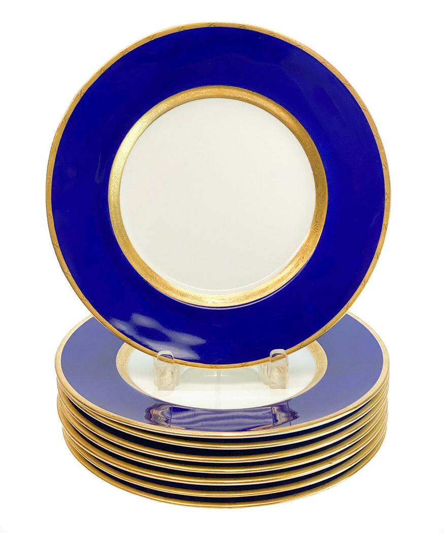 8 Minton England Porcelain Cobalt Blue Dinner Plates (1 of 4)