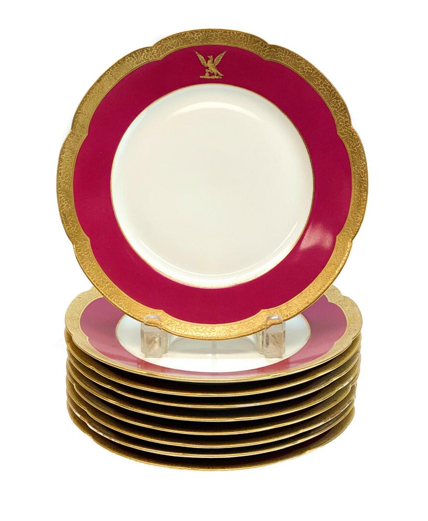 9 J. Etienne Scallop Rimmed Salad Plates Armorial (1 of 3)