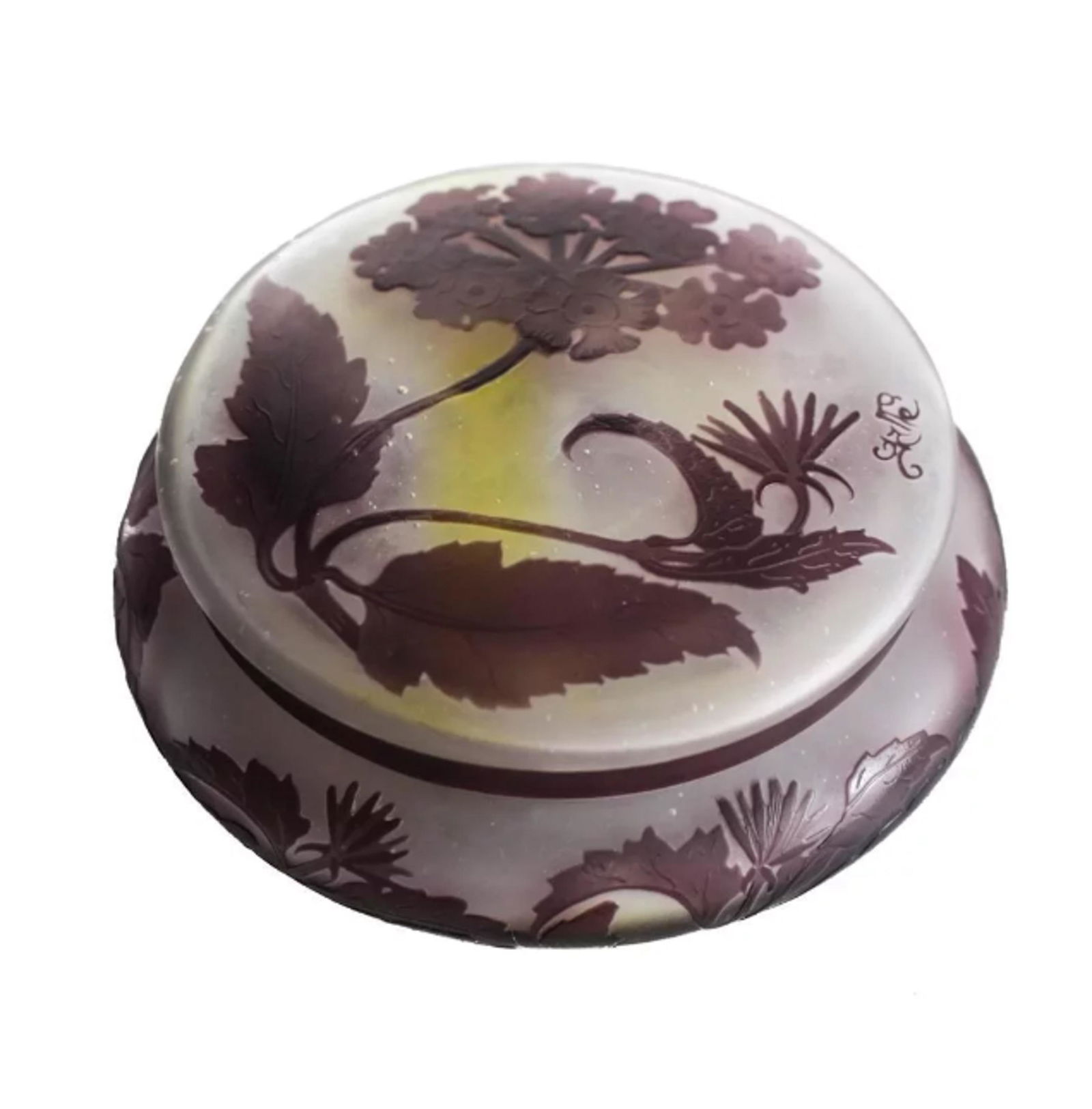 Galle Cameo Amethyst over Yellow & Clear Powder Jar (1 of 6)