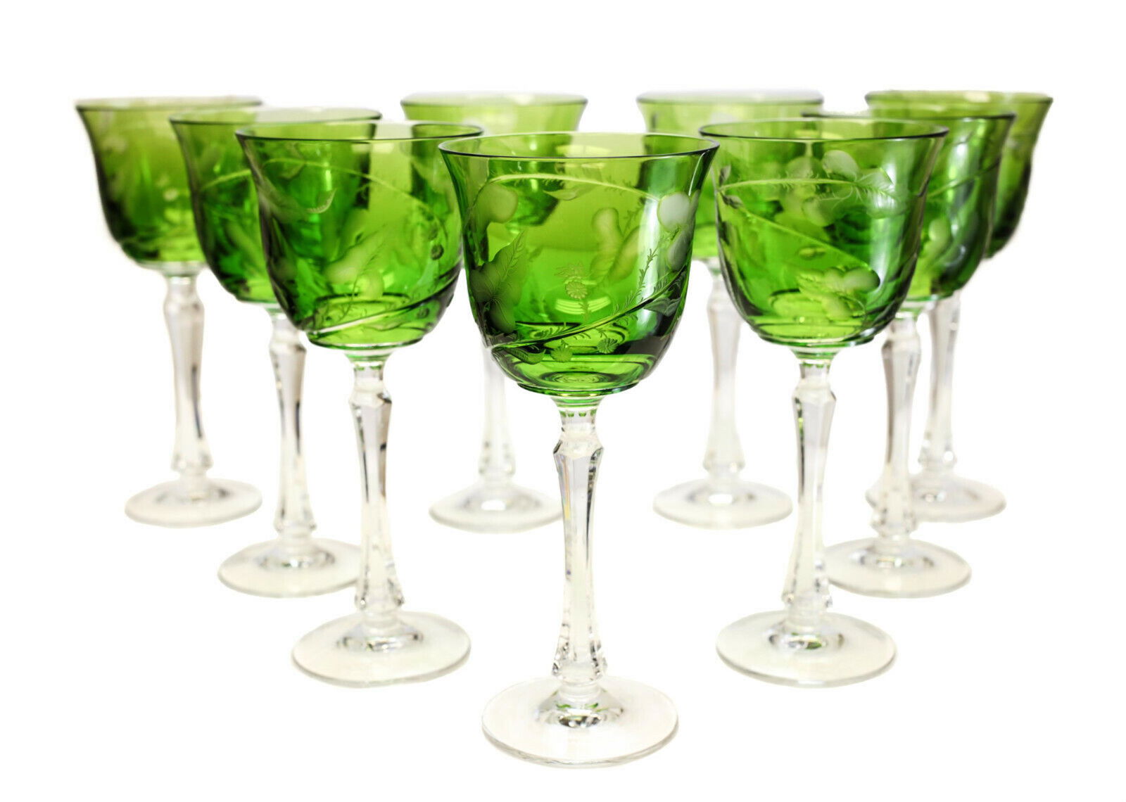 9 Varga Yellow-Green Water Goblets in Rain Forest (1 of 3)