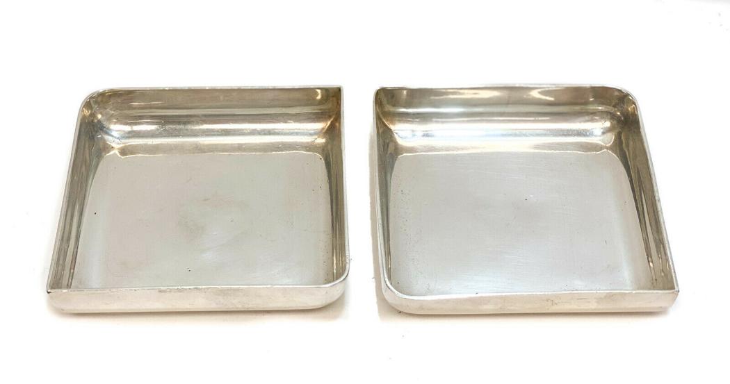 Pair Bvlgari 950 Silver Modernist Square Trays, 1972 (1 of 4)