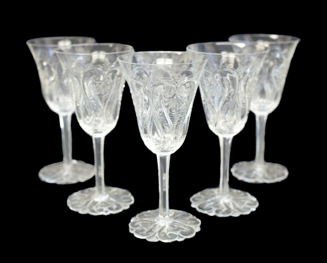 5 Continental Rock Crystal Cut Glass Water Goblets (1 of 3)