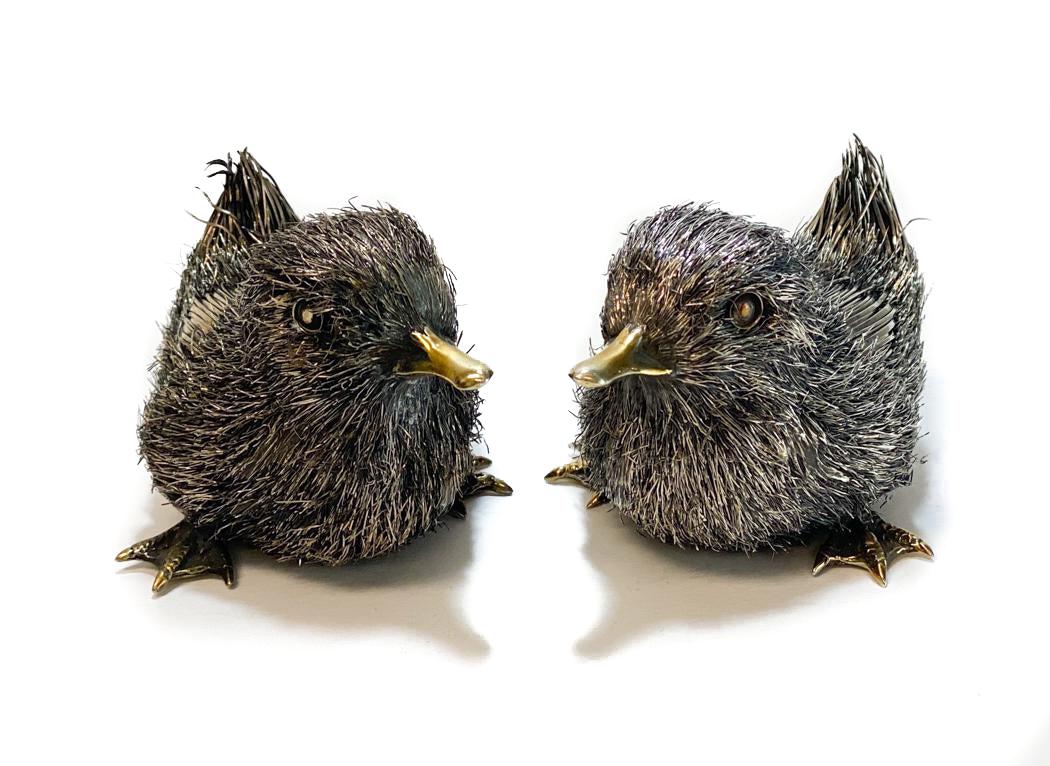 Pair 800 Silver Furry Duckling Figures by Lisi (1 of 5)