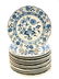 12 Meissen Dinner Plates in Blue Onion, 19th C