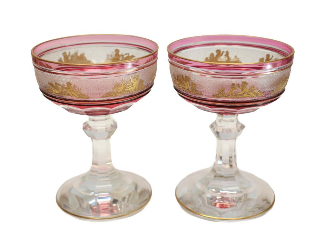 Val St (Saint) Lambert Beaudoin Rose Champange Glasses (1 of 4)