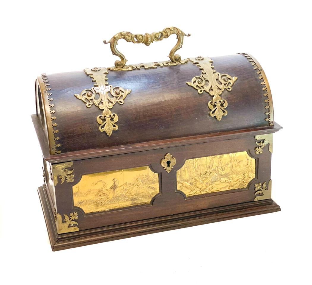 Continental Mahogany Wood Cigar Box Humidor, c1900 (1 of 6)