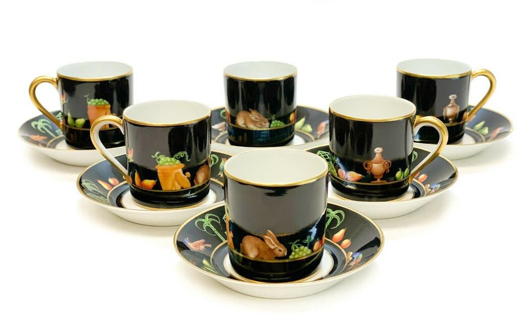 6 Tiffany Private Stock Porcelain Cup Saucers Shoulder (1 of 4)