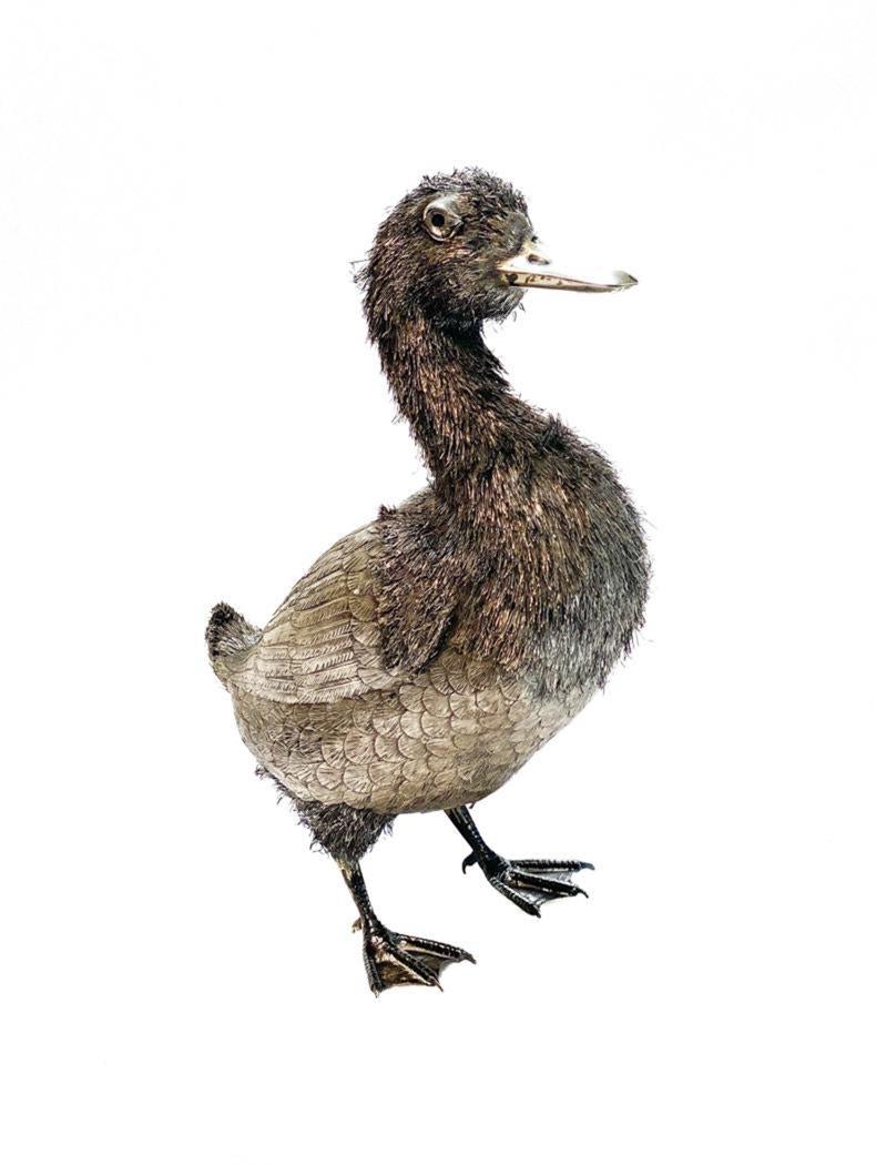 800 Silver Furry Duck Figurine (1 of 7)