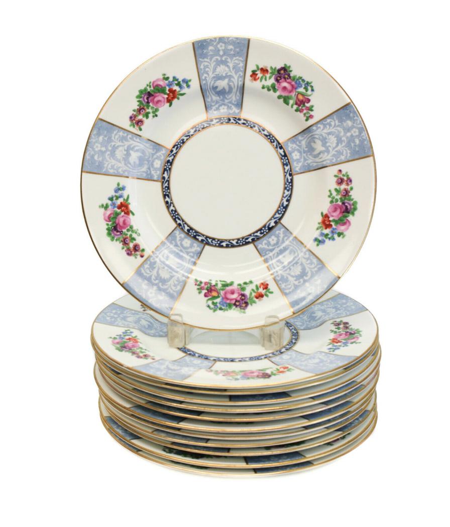 12 Crown Staffordshire Dinner Plates, c1915 (1 of 3)