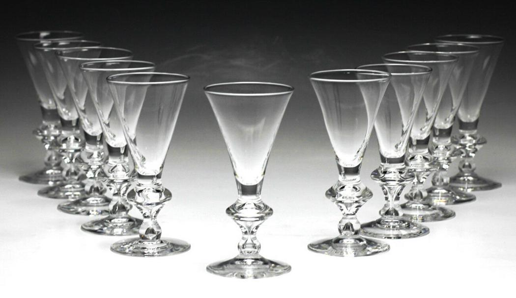 11 Steuben Trumpet White Wine Goblets: 11 Steuben Trumpet Teardrop Style White Wine Goblets, gorgeous.Measures Approx., 5.75 inches heightDomestic Shipping: $45