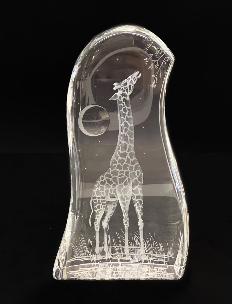 Steuben Etched Glass, Giraffe in African Savanna Ltd Ed (1 of 8)