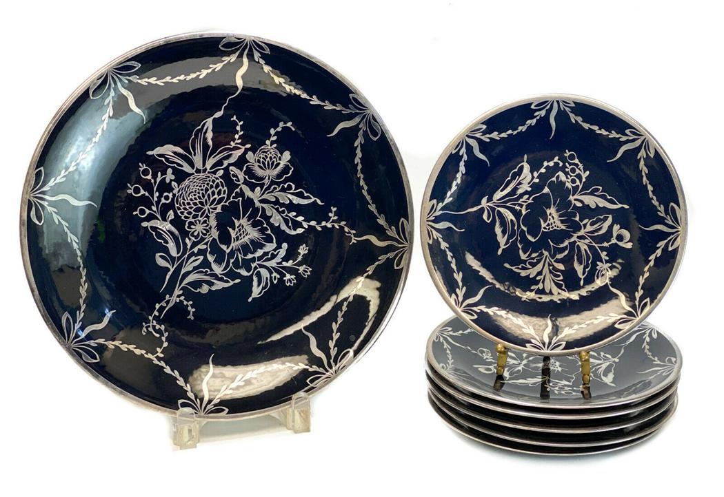 Cristal Ceramica Silver Black Porcelain Dessert Set (1 of 4)