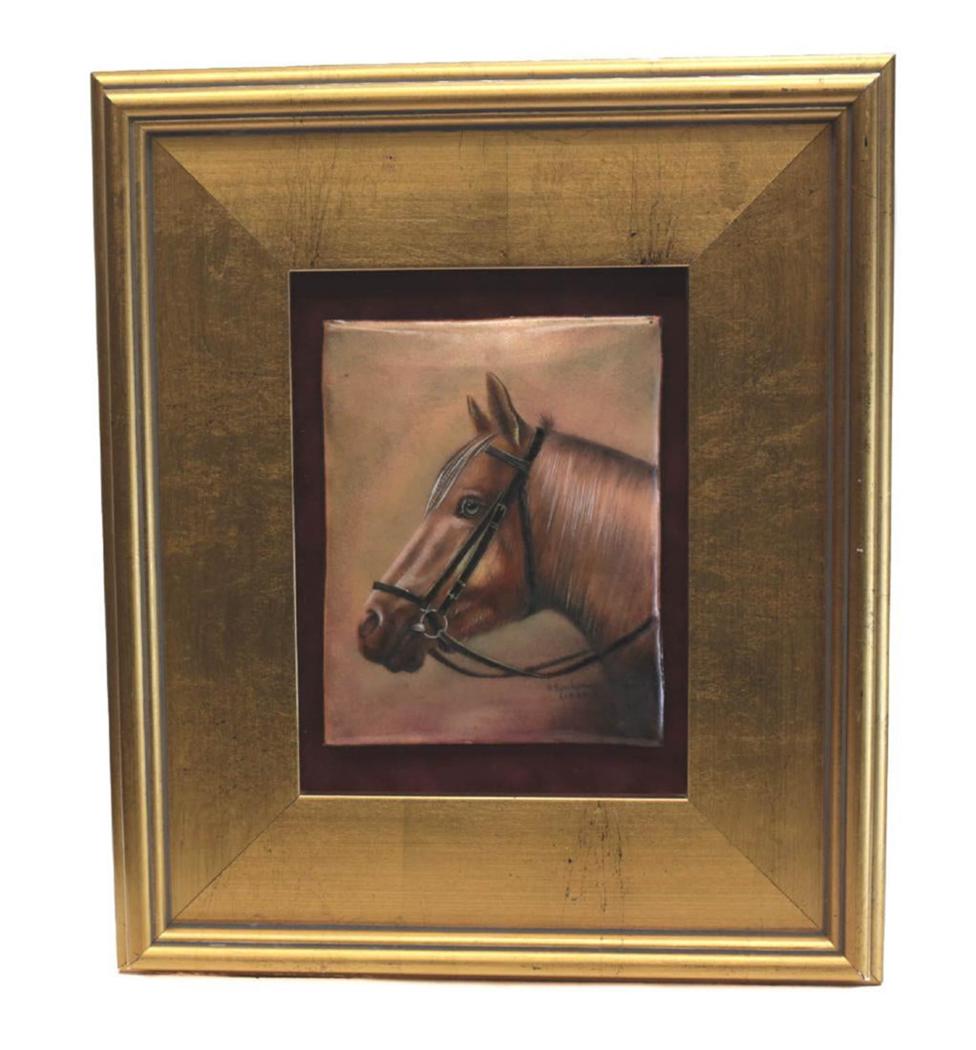 R. Bonhomme Limoges Enamel on Copper Horse Plaque (1 of 4)