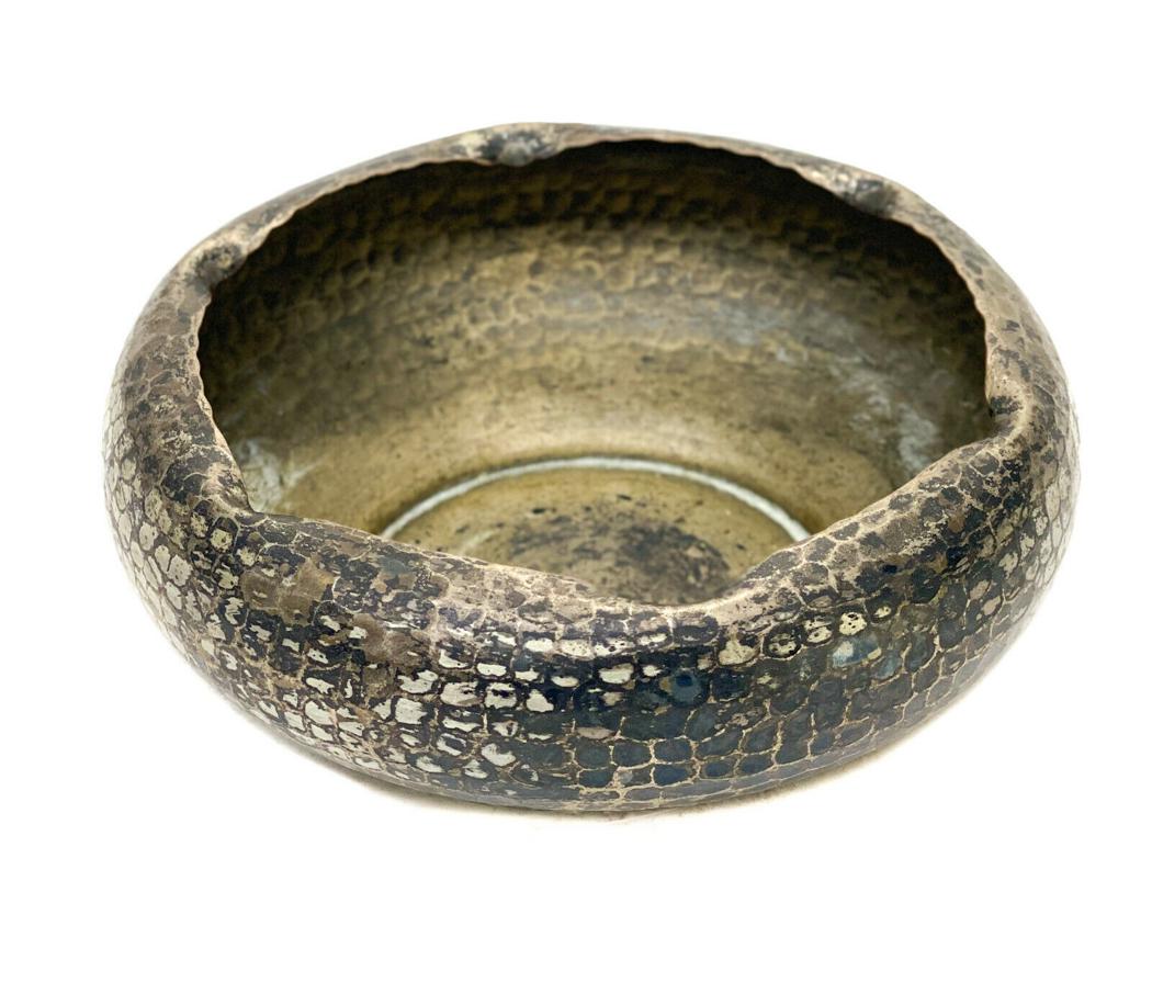 Royc Silver Etched Copper Bowl, Hand Hammered Texture (1 of 4)