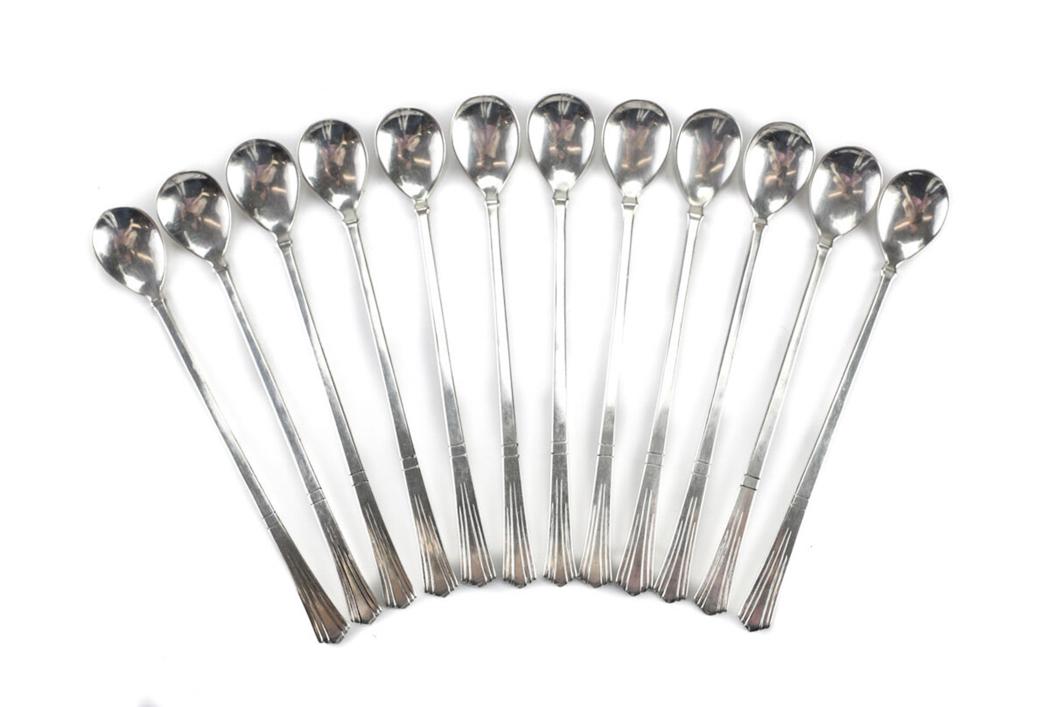 12 W.P. Sterling Silver Hand Hammered Iced Tea Spoons (1 of 4)