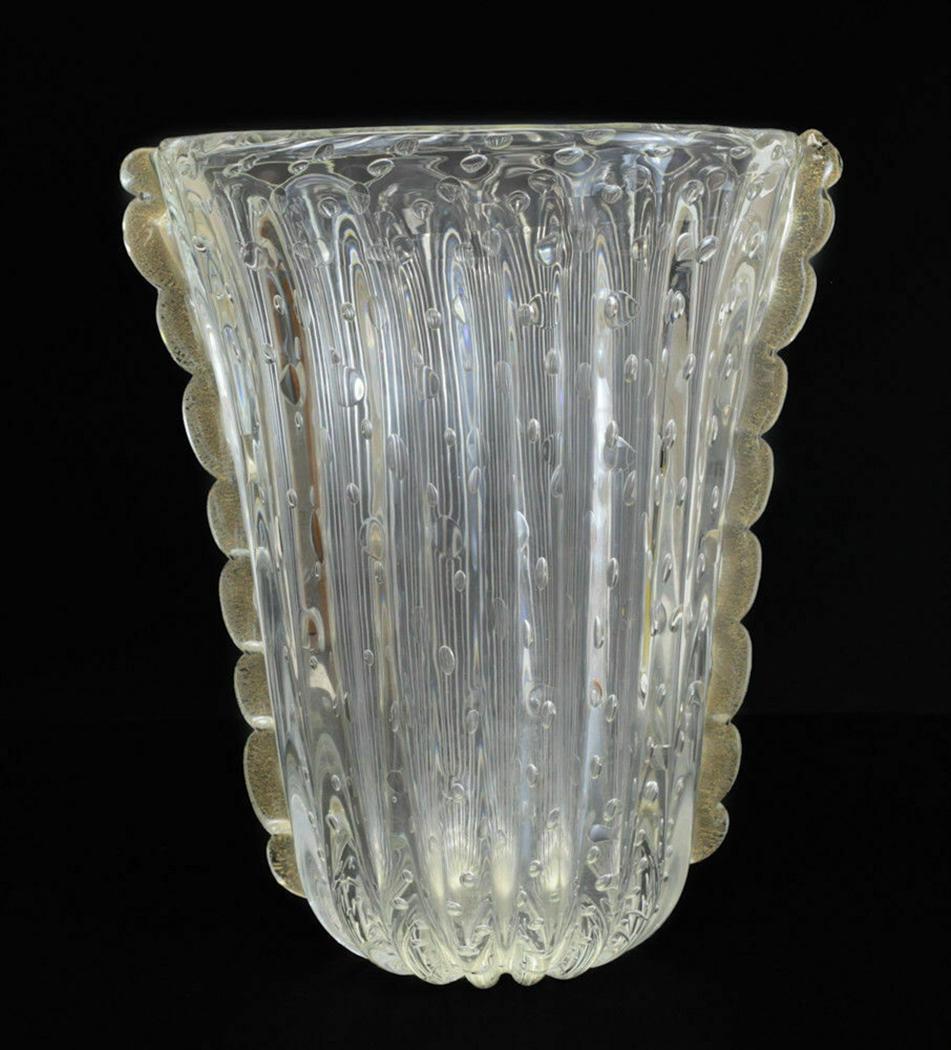 Ercole Barovier Gold Art Glass Controlled Bubble Vase (1 of 5)