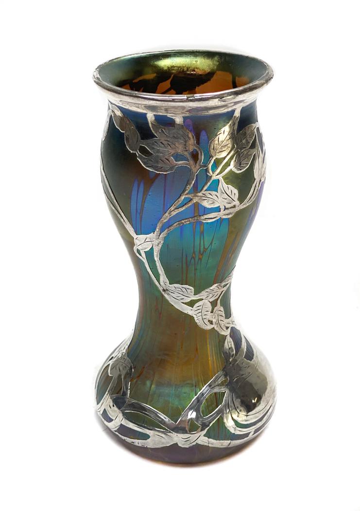 Loetz Silver Overlay Glass Vase (1 of 5)