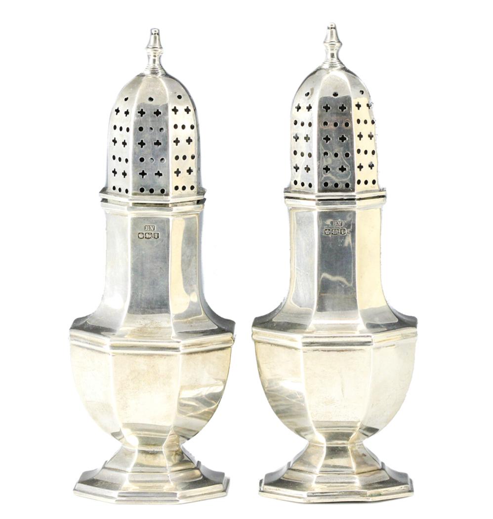 Pair Edward Viner Sheffield Sterling Silver Muffineers (1 of 1)