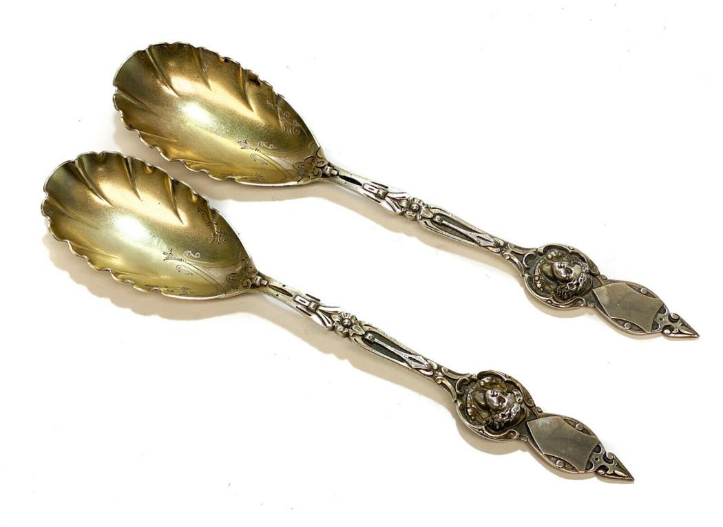 Charles Edwards Gilt Sterling Silver Serving Spoons (1 of 4)