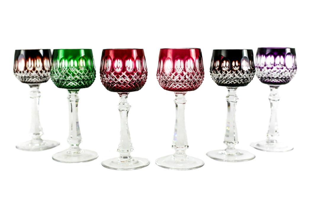 6 Czech Art Glass Cordial Glasses, c1930 (1 of 4)